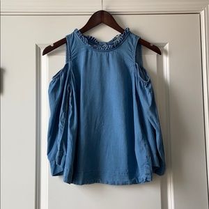 Maison Jules Denim Cold Shoulder Top